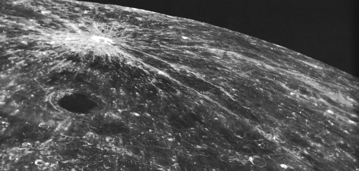 The other side of the Moon, the one never visible from the Earth. On the left the Giordano Bruno crater. Courtesy NASA
