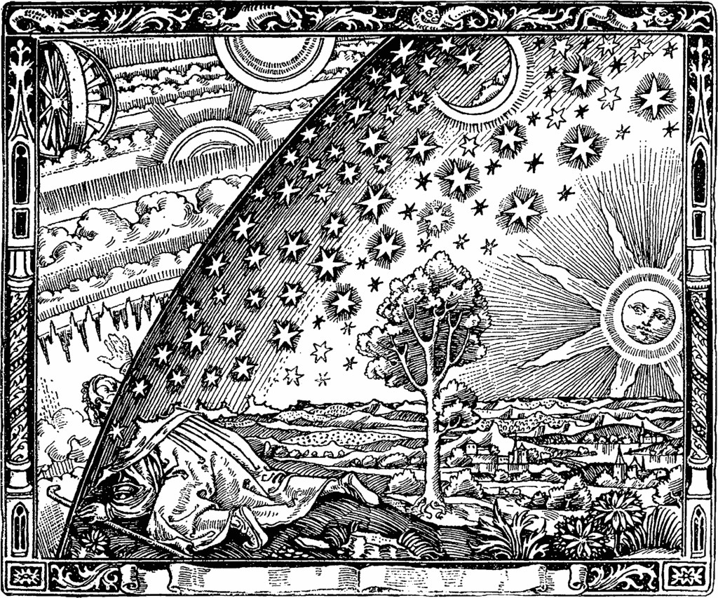 The notorious 'Flammarion engraving' - a wood engraving by an unknown artist that first appeared in Camille Flammarion's L'atmosphère: météorologie populaire (1888)